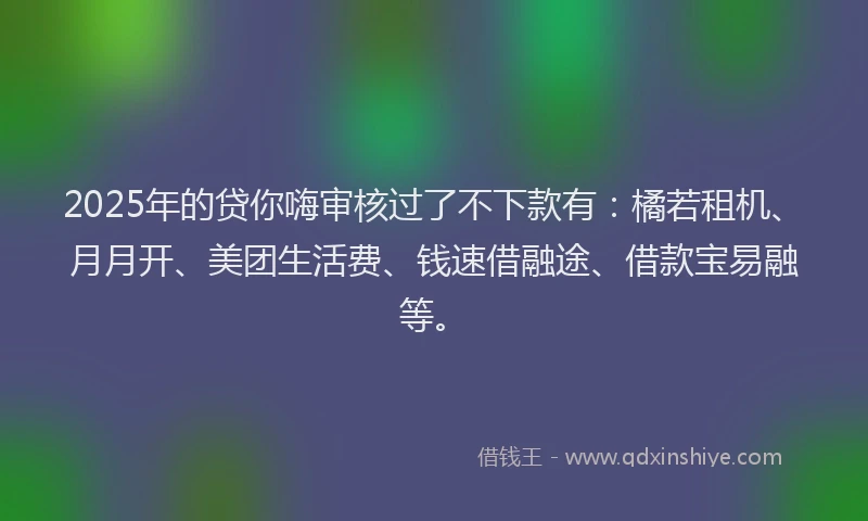 2025年的贷你嗨审核过了不下款有：橘若租机、月月开、美团生活费、钱速借融途、借款宝易融等。