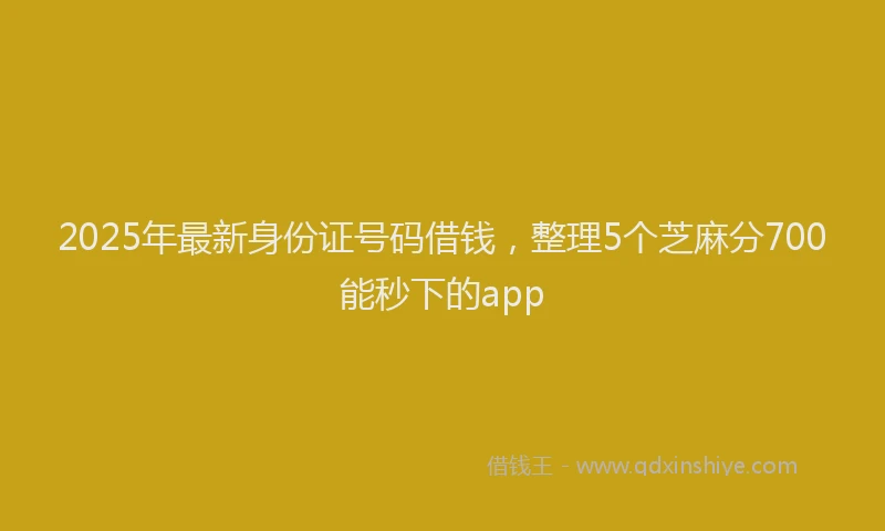 2025年最新身份证号码借钱，整理5个芝麻分700能秒下的app