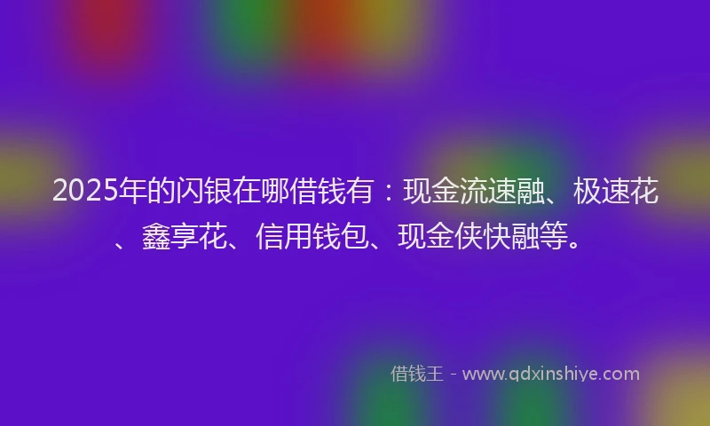 2025年的闪银在哪借钱有：现金流速融、极速花、鑫享花、信用钱包、现金侠快融等。