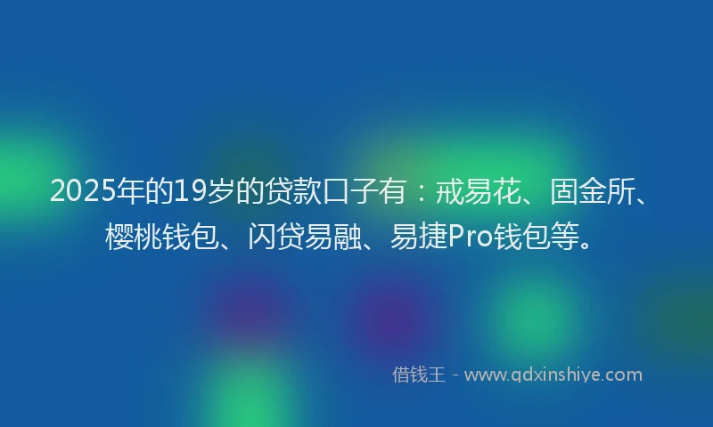 2025年的19岁的贷款口子有：戒易花、固金所、樱桃钱包、闪贷易融、易捷Pro钱包等。