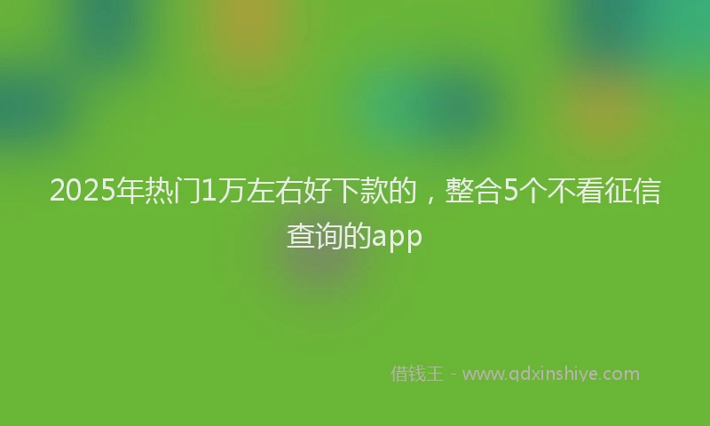 2025年热门1万左右好下款的，整合5个不看征信查询的app