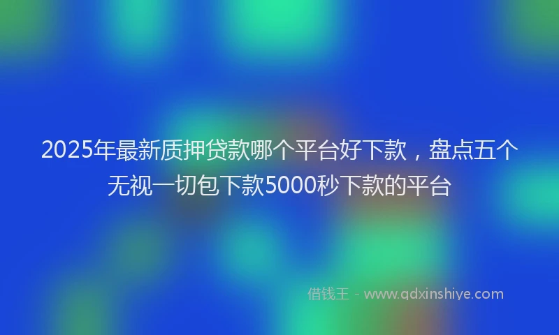 2025年最新质押贷款哪个平台好下款，盘点五个无视一切包下款5000秒下款的平台