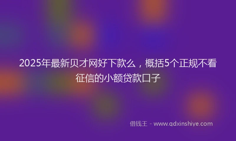 2025年最新贝才网好下款么，概括5个正规不看征信的小额贷款口子