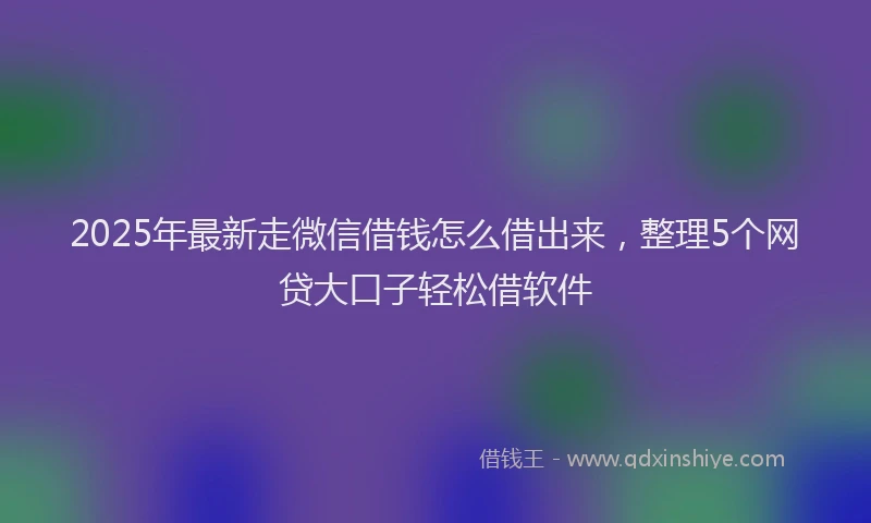 2025年最新走微信借钱怎么借出来，整理5个网贷大口子轻松借软件