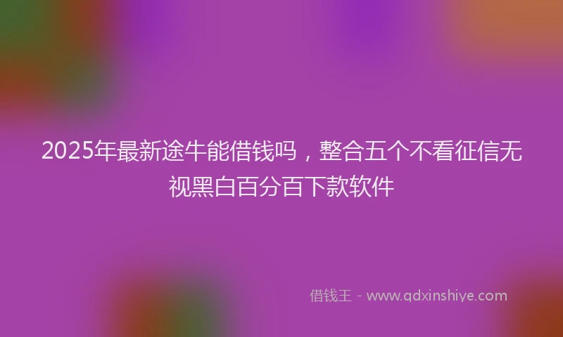 2025年最新途牛能借钱吗，整合五个不看征信无视黑白百分百下款软件