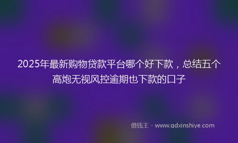 2025年最新购物贷款平台哪个好下款，总结五个高炮无视风控逾期也下款的口子