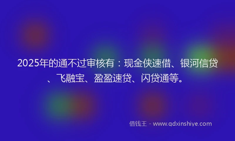 2025年的通不过审核有：现金侠速借、银河信贷、飞融宝、盈盈速贷、闪贷通等。
