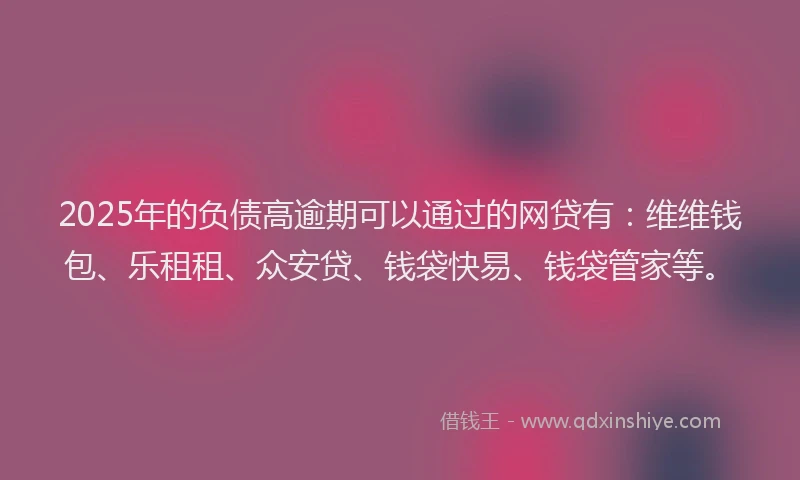 2025年的负债高逾期可以通过的网贷有：维维钱包、乐租租、众安贷、钱袋快易、钱袋管家等。