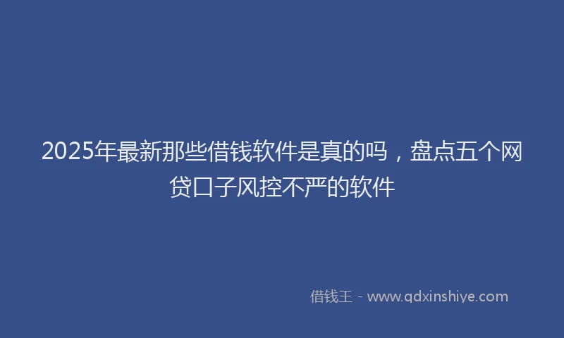 2025年最新那些借钱软件是真的吗，盘点五个网贷口子风控不严的软件