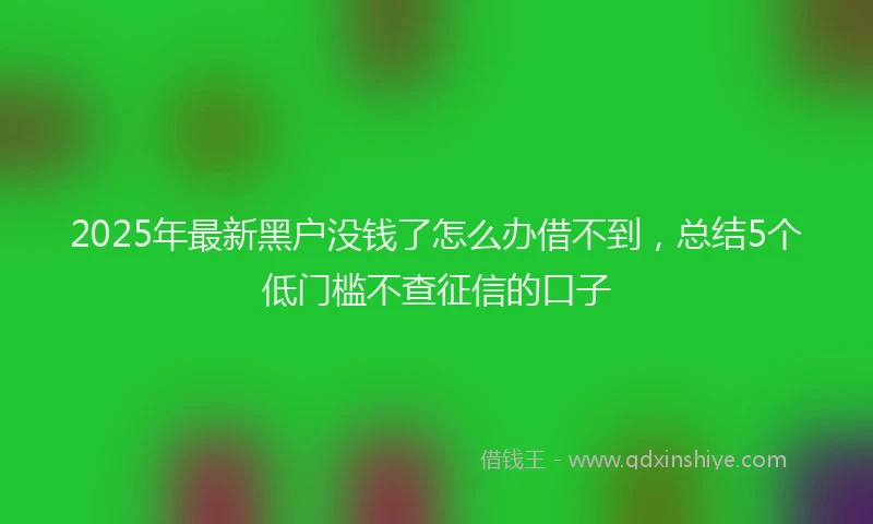 2025年最新黑户没钱了怎么办借不到，总结5个低门槛不查征信的口子