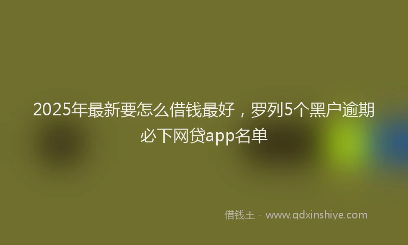 2025年最新要怎么借钱最好，罗列5个黑户逾期必下网贷app名单
