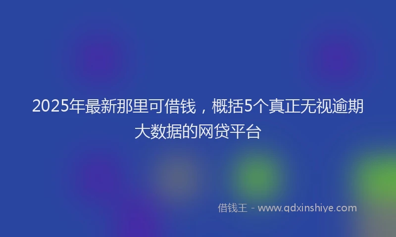 2025年最新那里可借钱，概括5个真正无视逾期大数据的网贷平台