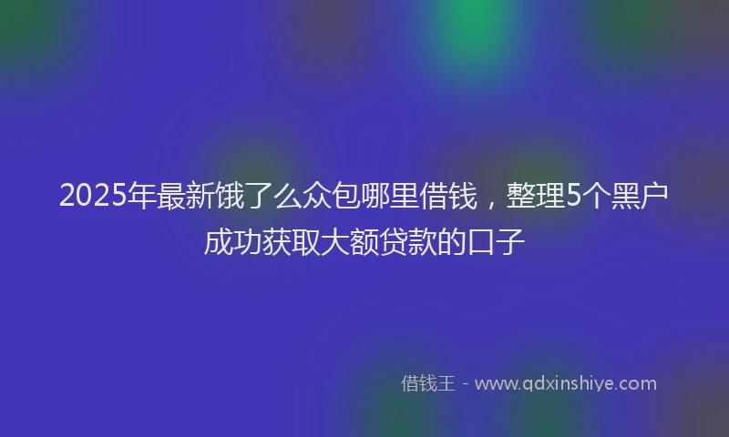 2025年最新饿了么众包哪里借钱，整理5个黑户成功获取大额贷款的口子
