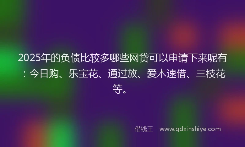 2025年的负债比较多哪些网贷可以申请下来呢有：今日购、乐宝花、通过放、爱木速借、三枝花等。
