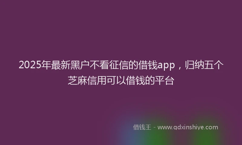 2025年最新黑户不看征信的借钱app，归纳五个芝麻信用可以借钱的平台