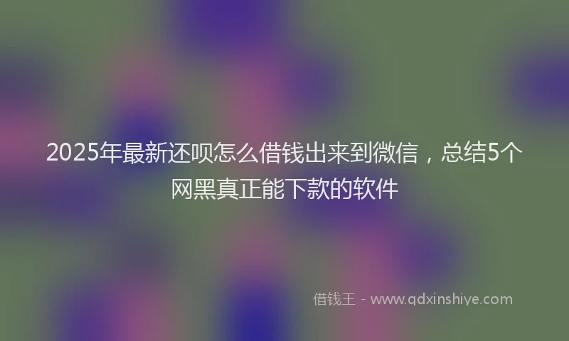 2025年最新还呗怎么借钱出来到微信，总结5个网黑真正能下款的软件