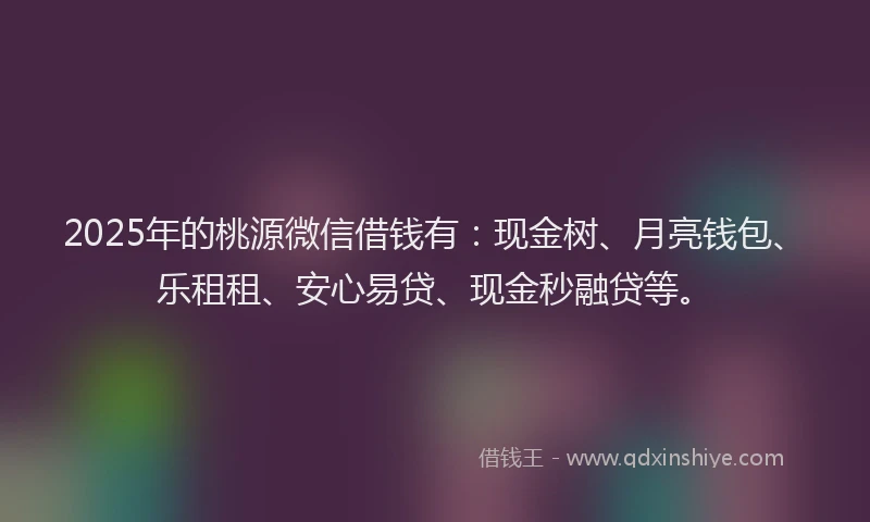 2025年的桃源微信借钱有：现金树、月亮钱包、乐租租、安心易贷、现金秒融贷等。