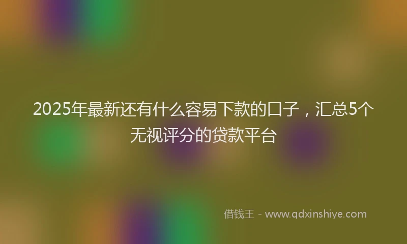 2025年最新还有什么容易下款的口子，汇总5个无视评分的贷款平台