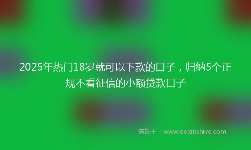 2025年热门18岁就可以下款的口子，归纳5个正规不看征信的小额贷款口子