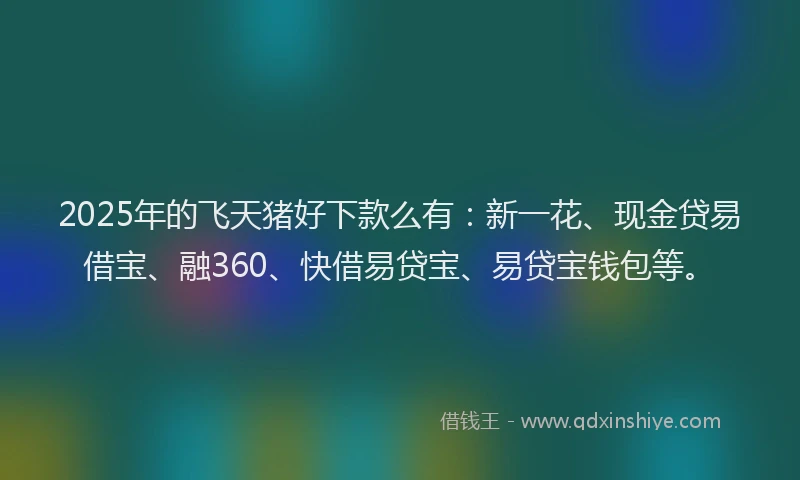 2025年的飞天猪好下款么有：新一花、现金贷易借宝、融360、快借易贷宝、易贷宝钱包等。