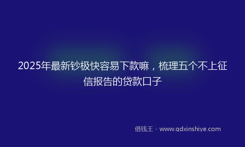 2025年最新钞极快容易下款嘛，梳理五个不上征信报告的贷款口子