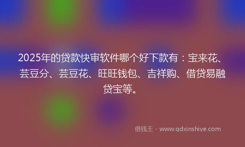 2025年的贷款快审软件哪个好下款有：宝来花、芸豆分、芸豆花、旺旺钱包、吉祥购、借贷易融贷宝等。