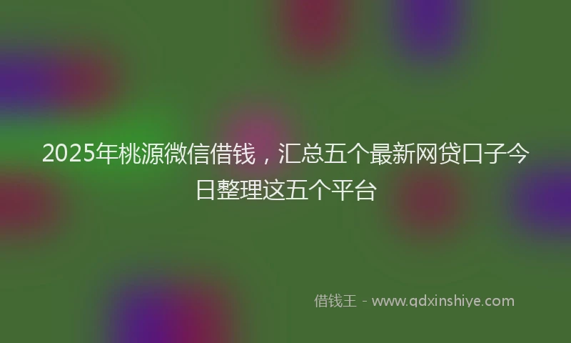 2025年桃源微信借钱，汇总五个最新网贷口子今日整理这五个平台