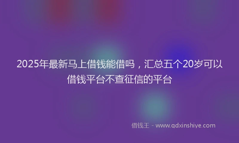 2025年最新马上借钱能借吗，汇总五个20岁可以借钱平台不查征信的平台