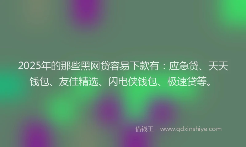 2025年的那些黑网贷容易下款有：应急贷、天天钱包、友佳精选、闪电侠钱包、极速贷等。