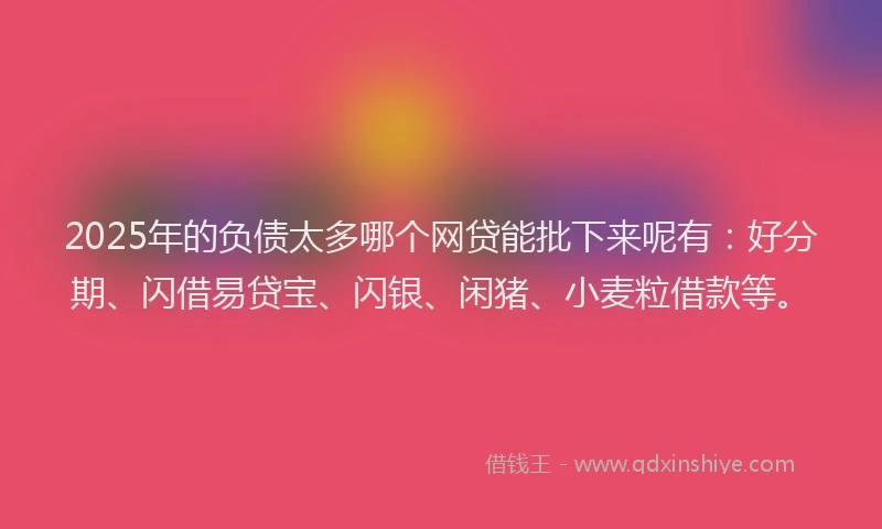 2025年的负债太多哪个网贷能批下来呢有：好分期、闪借易贷宝、闪银、闲猪、小麦粒借款等。