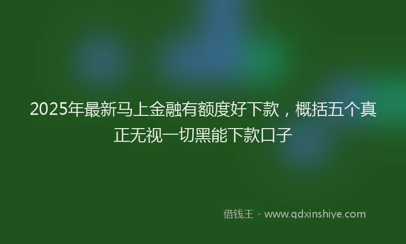 2025年最新马上金融有额度好下款，概括五个真正无视一切黑能下款口子