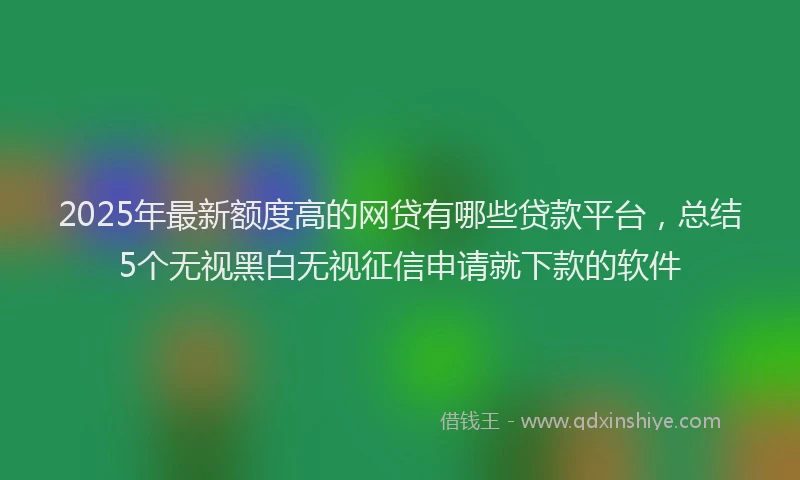 2025年最新额度高的网贷有哪些贷款平台，总结5个无视黑白无视征信申请就下款的软件