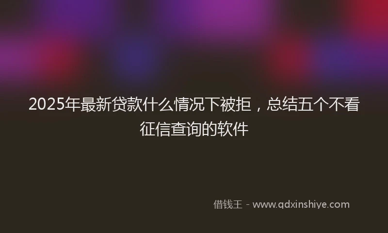 2025年最新贷款什么情况下被拒，总结五个不看征信查询的软件
