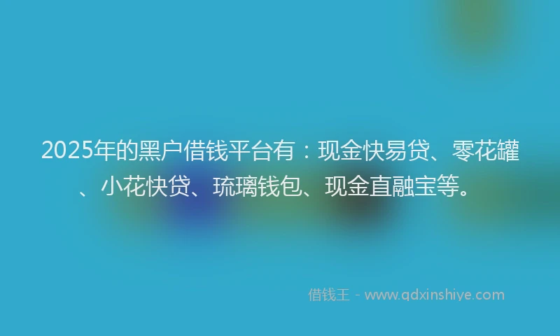 2025年的黑户借钱平台有：现金快易贷、零花罐、小花快贷、琉璃钱包、现金直融宝等。