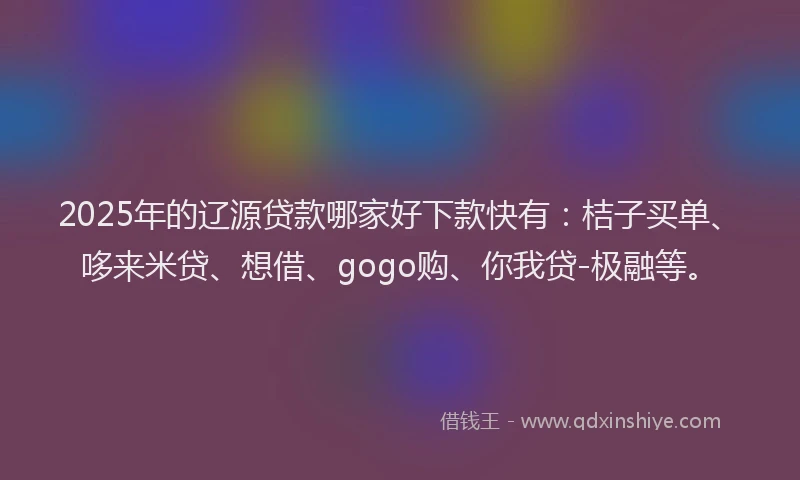 2025年的辽源贷款哪家好下款快有：桔子买单、哆来米贷、想借、gogo购、你我贷-极融等。