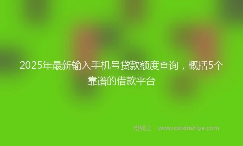 2025年最新输入手机号贷款额度查询，概括5个靠谱的借款平台