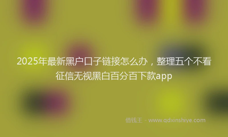 2025年最新黑户口子链接怎么办，整理五个不看征信无视黑白百分百下款app