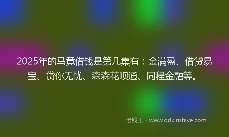 2025年的马竟借钱是第几集有：金满盈、借贷易宝、贷你无忧、森森花呗通、同程金融等。