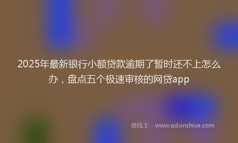 2025年最新银行小额贷款逾期了暂时还不上怎么办，盘点五个极速审核的网贷app
