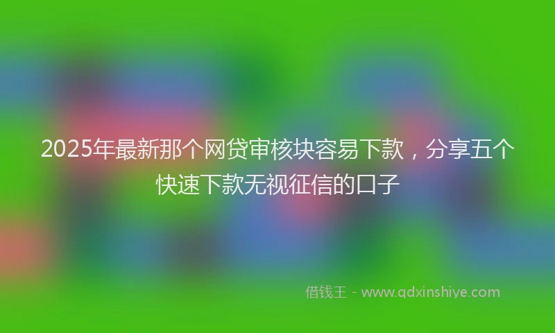 2025年最新那个网贷审核块容易下款，分享五个快速下款无视征信的口子