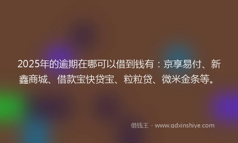 2025年的逾期在哪可以借到钱有：京享易付、新鑫商城、借款宝快贷宝、粒粒贷、微米金条等。