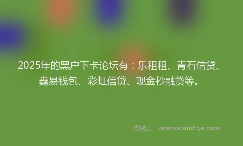 2025年的黑户下卡论坛有：乐租租、青石信贷、鑫易钱包、彩虹信贷、现金秒融贷等。