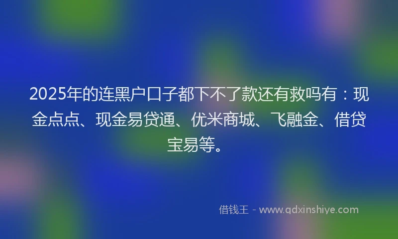 2025年的连黑户口子都下不了款还有救吗有：现金点点、现金易贷通、优米商城、飞融金、借贷宝易等。