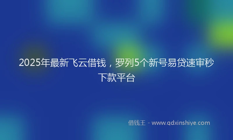 2025年最新飞云借钱，罗列5个新号易贷速审秒下款平台