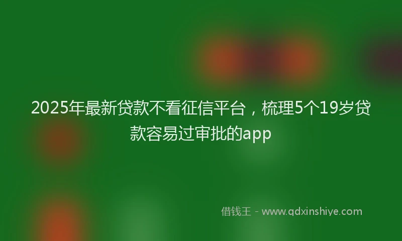 2025年最新贷款不看征信平台，梳理5个19岁贷款容易过审批的app
