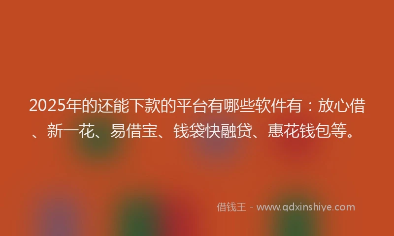 2025年的还能下款的平台有哪些软件有：放心借、新一花、易借宝、钱袋快融贷、惠花钱包等。