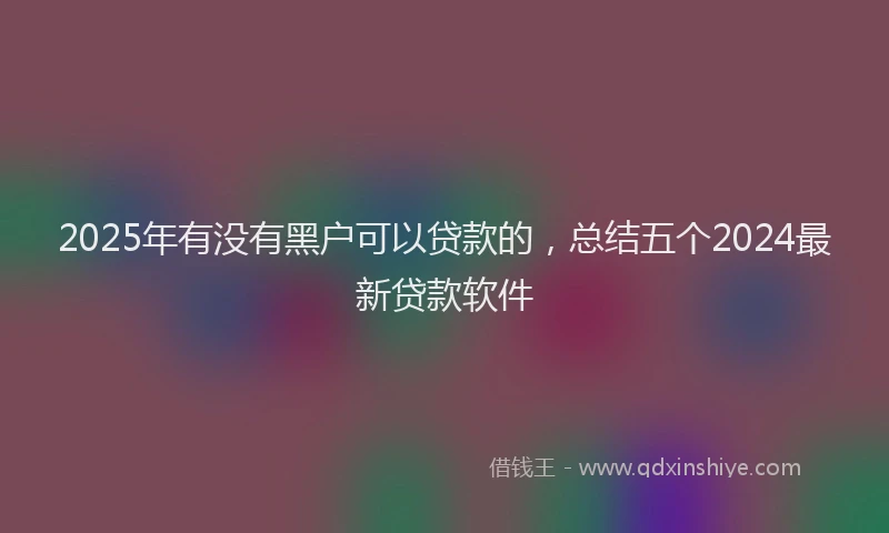 2025年有没有黑户可以贷款的，总结五个2024最新贷款软件