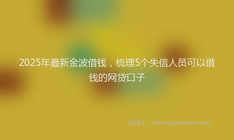 2025年最新金波借钱，梳理5个失信人员可以借钱的网贷口子