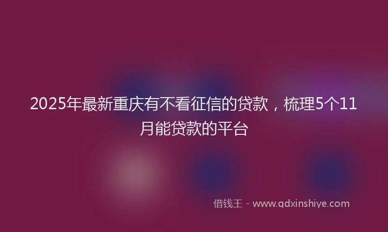 2025年最新重庆有不看征信的贷款，梳理5个11月能贷款的平台