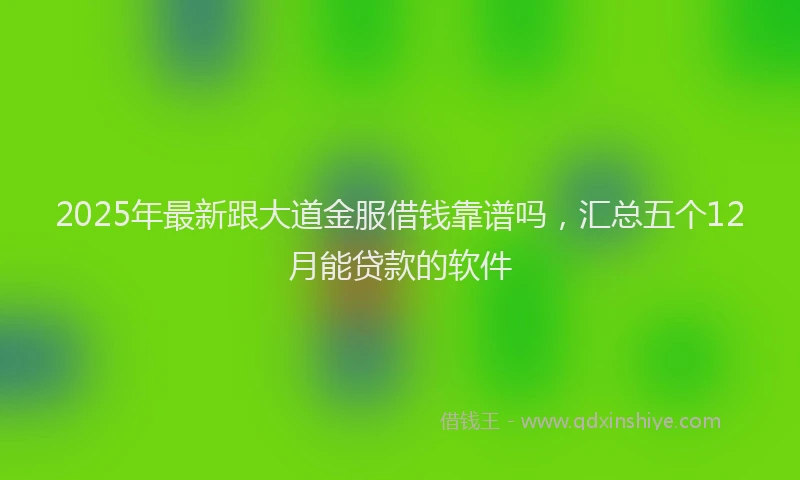 2025年最新跟大道金服借钱靠谱吗，汇总五个12月能贷款的软件